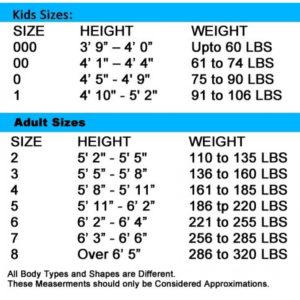Karate Sizes
